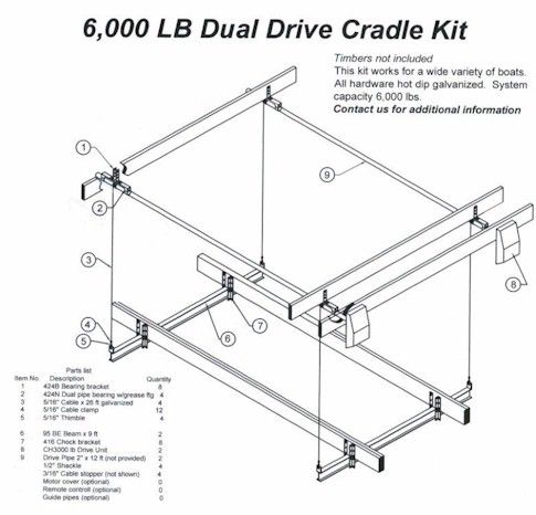 6000 lb. Wake Board Boat Cradle Kit